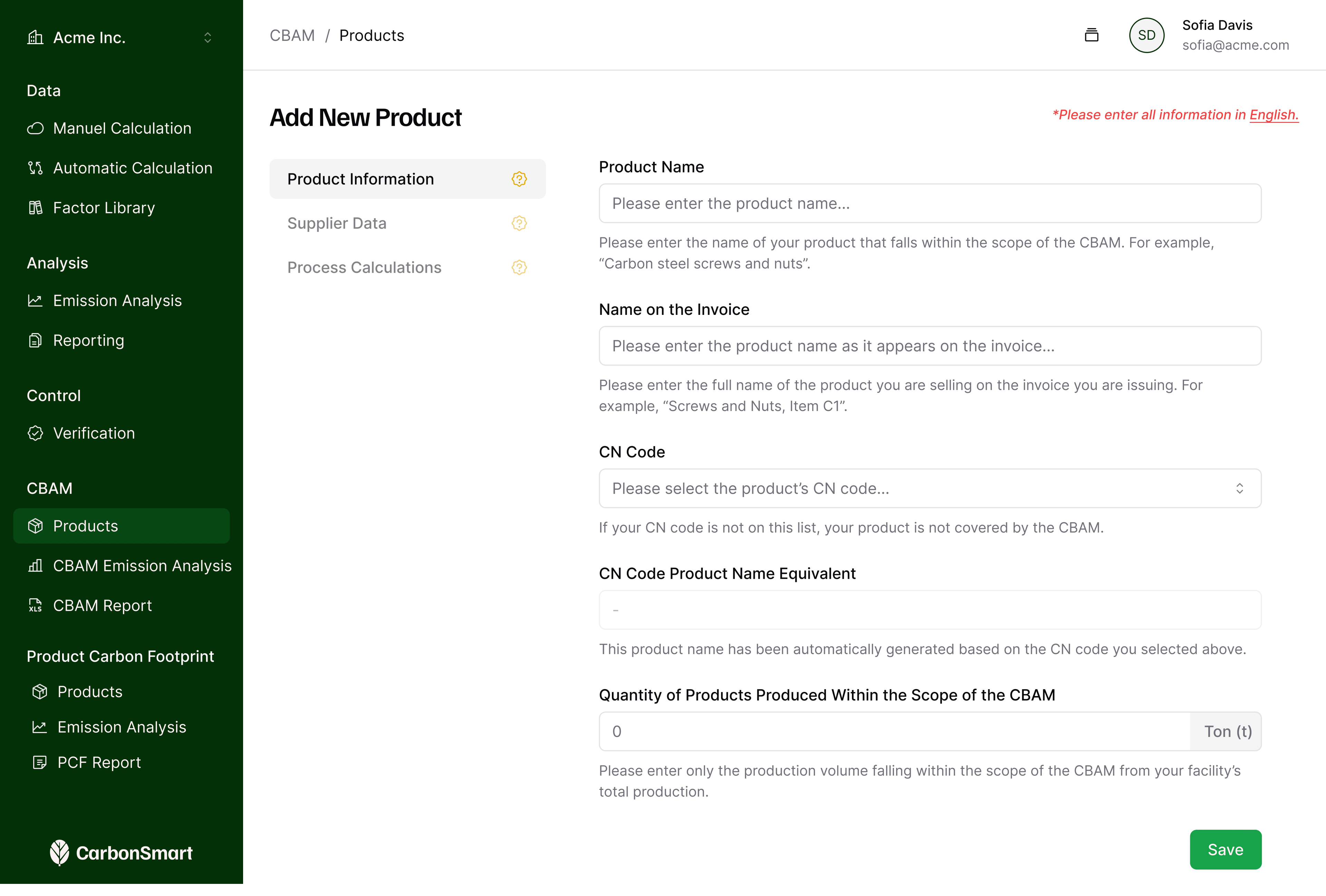CBAM Reporting Dashboard