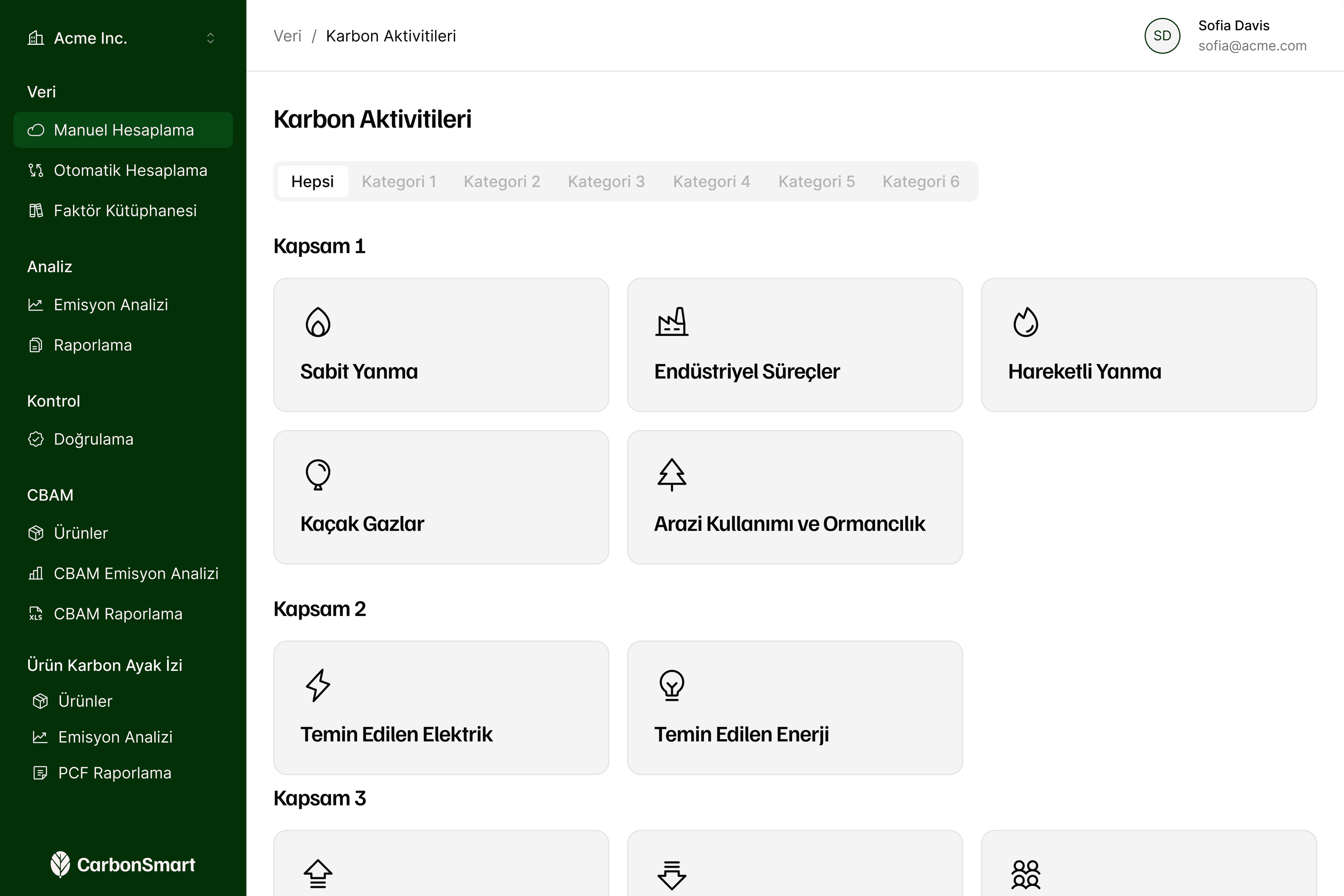 Kurumsal Karbon Ayak İzi Dashboard
